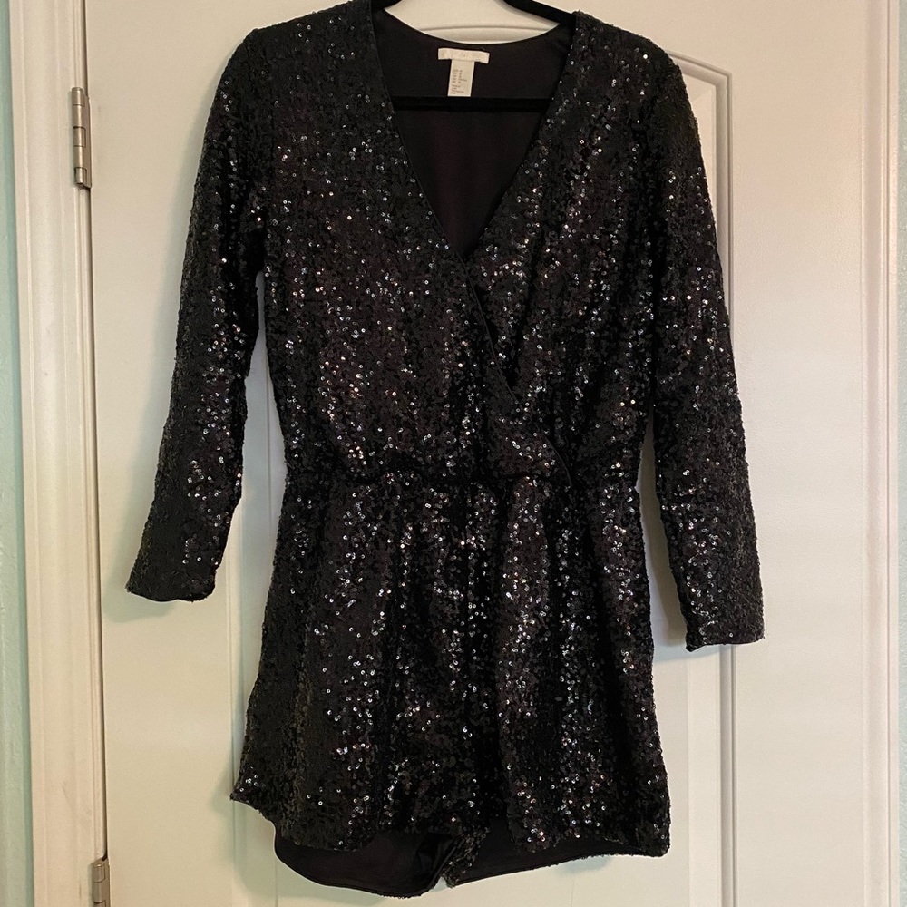 H&M Black Sequined Romper EUC - Size 10